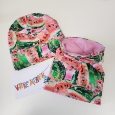 Topeltpuuvillane müts ja sall arbuus