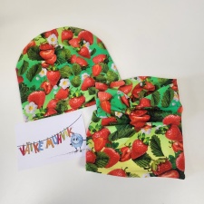  Topeltpuuvillane müts ja sall maasikad