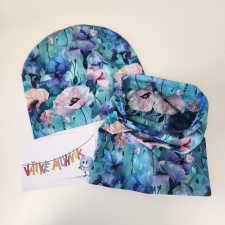  Topeltpuuvillane müts ja sall sinised moonid