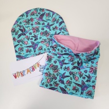  Topeltpuuvillane müts ja sall linnud