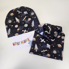 Topeltpuuvillane müts ja sall must kosmos